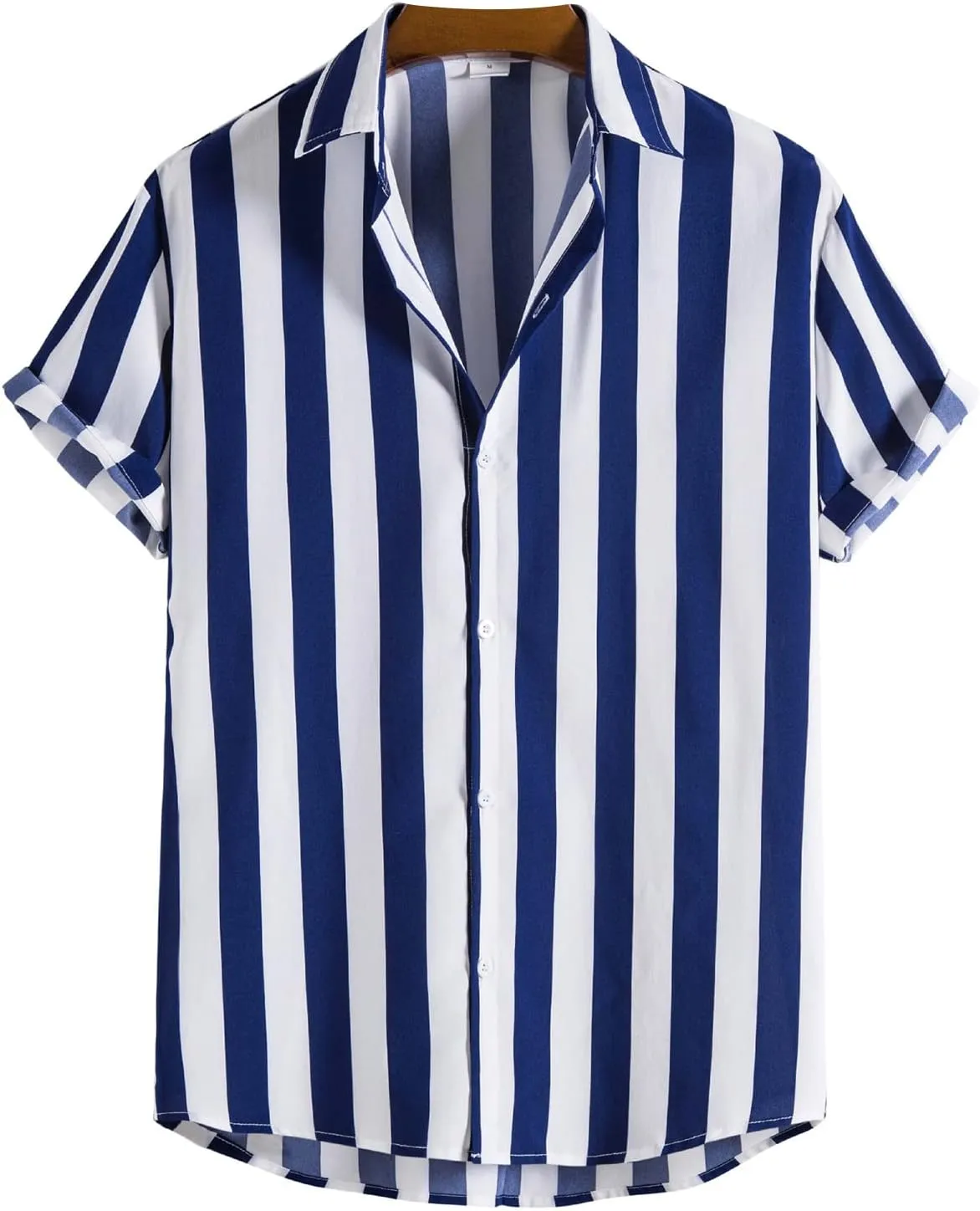 ABAFIP Men's Casual Striped Button Down Short Sleeve Shirt Summer Beach Hawaiian Button up Dress Shirts