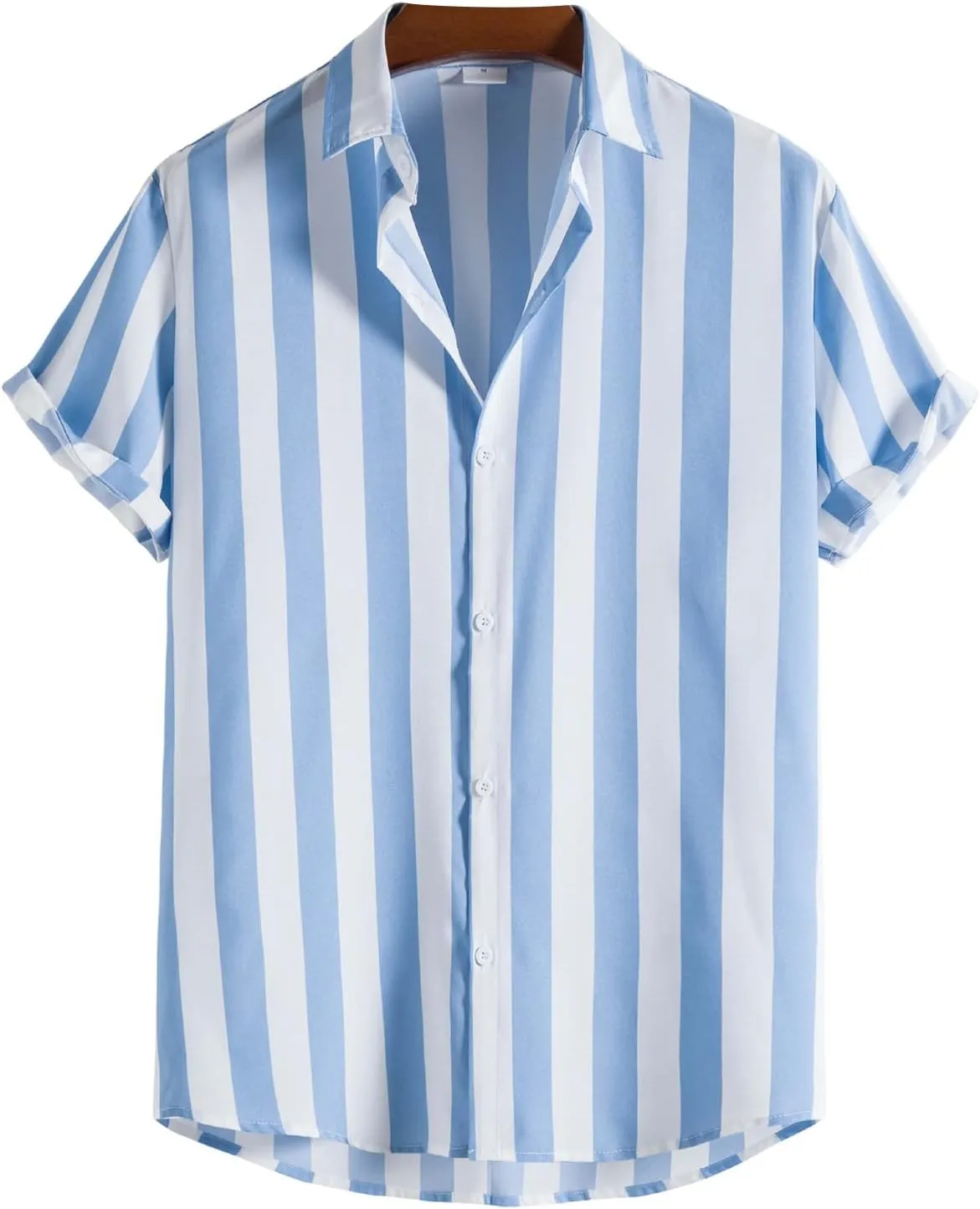 ABAFIP Men's Casual Striped Button Down Short Sleeve Shirt Summer Beach Hawaiian Button up Dress Shirts