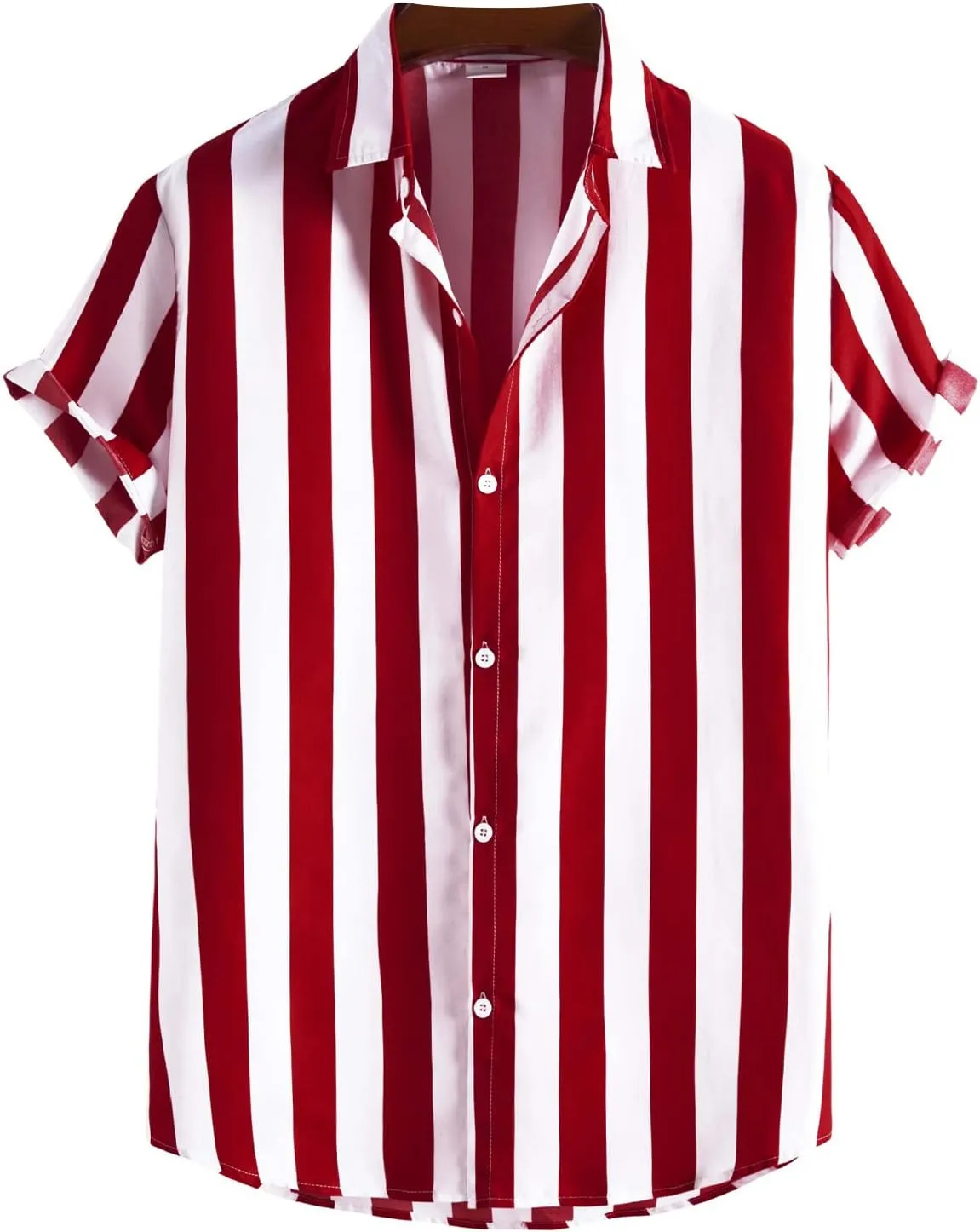 ABAFIP Men's Casual Striped Button Down Short Sleeve Shirt Summer Beach Hawaiian Button up Dress Shirts