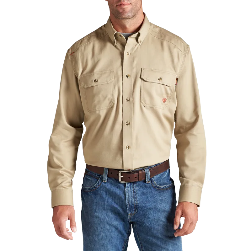 Ariat Fire Resistant Long Sleeve Work Khaki Shirt