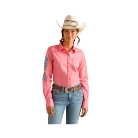 Ariat Women's Wrinkle Resist Team Kirby Stretch Camellia Rose Shirt