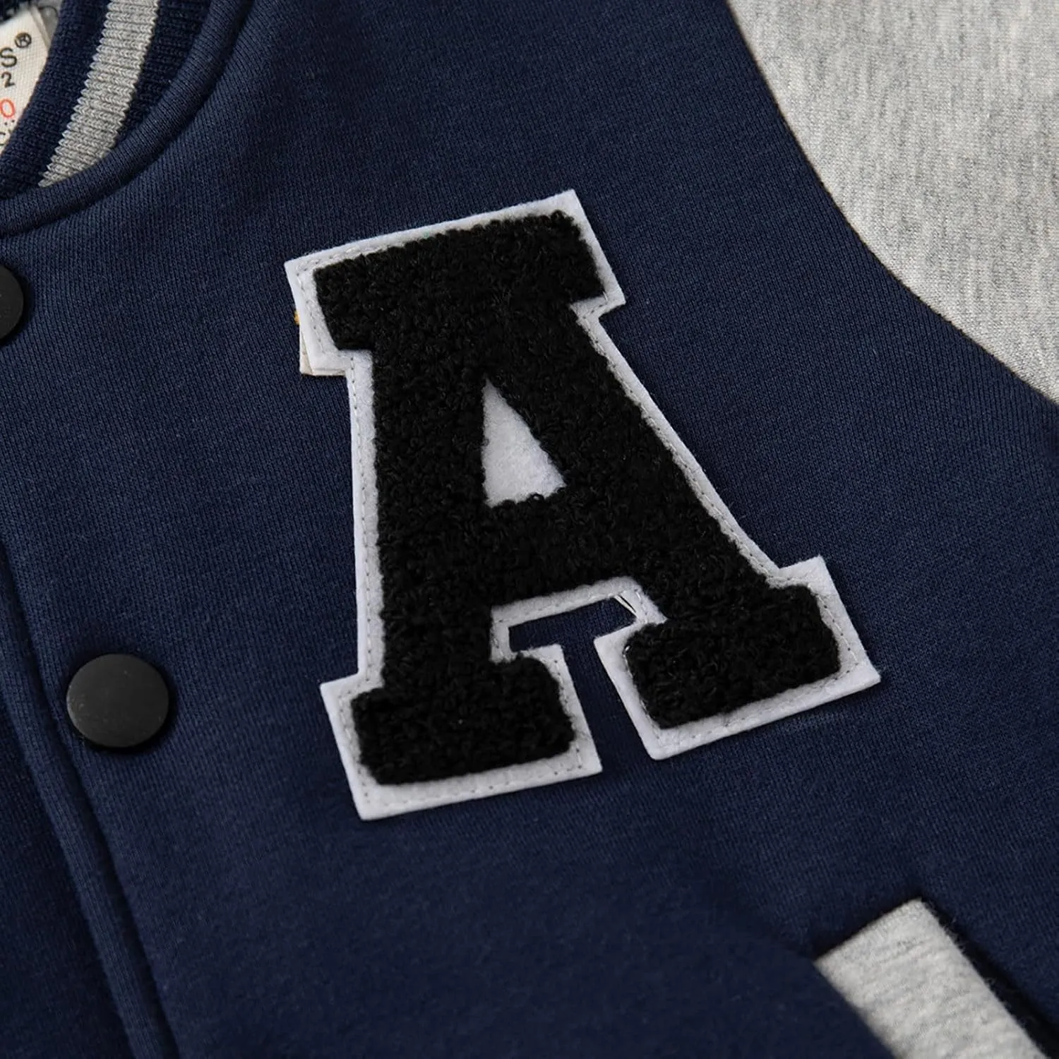 Baby Boy Girl Letter Graphic Color Block Baseball Jacket Button Front Long Sleeve Bomber Jackets Winter Clothes
