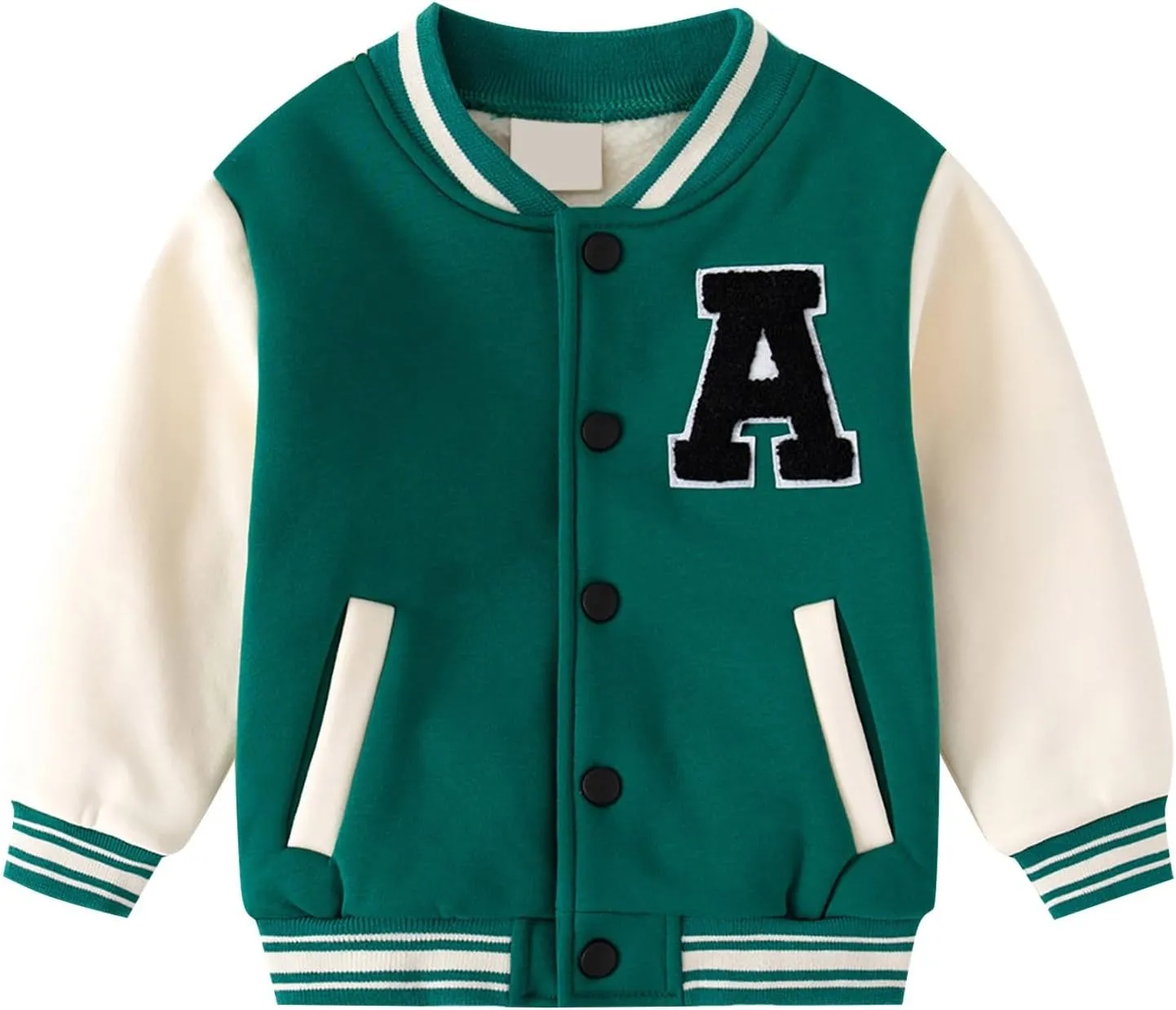 Baby Boy Girl Letter Graphic Color Block Baseball Jacket Button Front Long Sleeve Bomber Jackets Winter Clothes