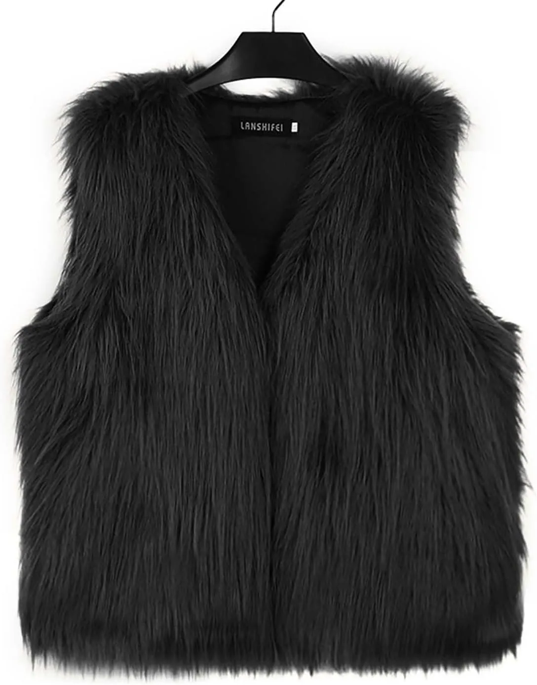 Binmer Faux Fur Vest Jacket for Women Sleeveless Open Front Winter Warm Waistcoat Fluffy Fuzzy Coat Soft Short Outerwear