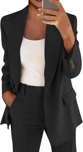 ChicCrate Blazer Sets Women 2 Piece Outfits Dressy Pant Suits Business Casual Outfits Loose Pants Work Clothing
