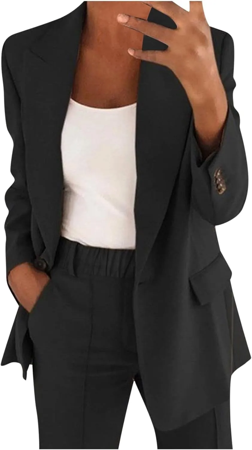 ChicCrate Blazer Sets Women 2 Piece Outfits Dressy Pant Suits Business Casual Outfits Loose Pants Work Clothing