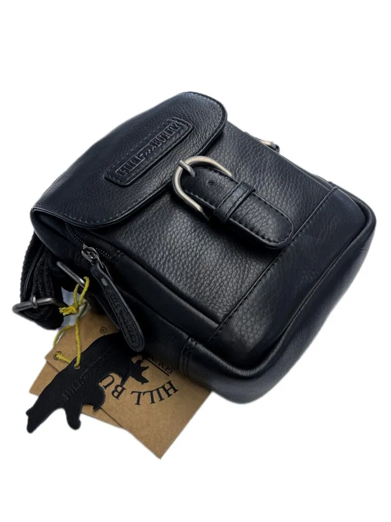 Genuine Leather Shoulder Bag Hill Burry - VB10010- HT-05 - Crossbody Bag-Vintage Leather Black