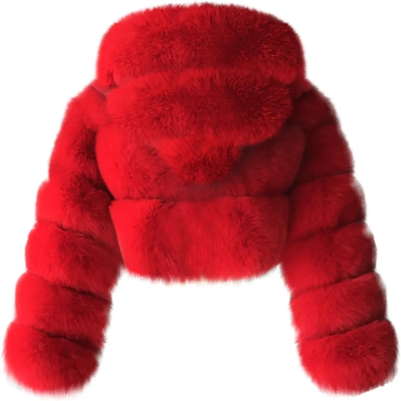 hlysgo Winter Crop Coats Womens Faux Fur Jacket Long Sleeve Hooded Cropped Jackets Zipper Fuzzy Short Coat Outerwear