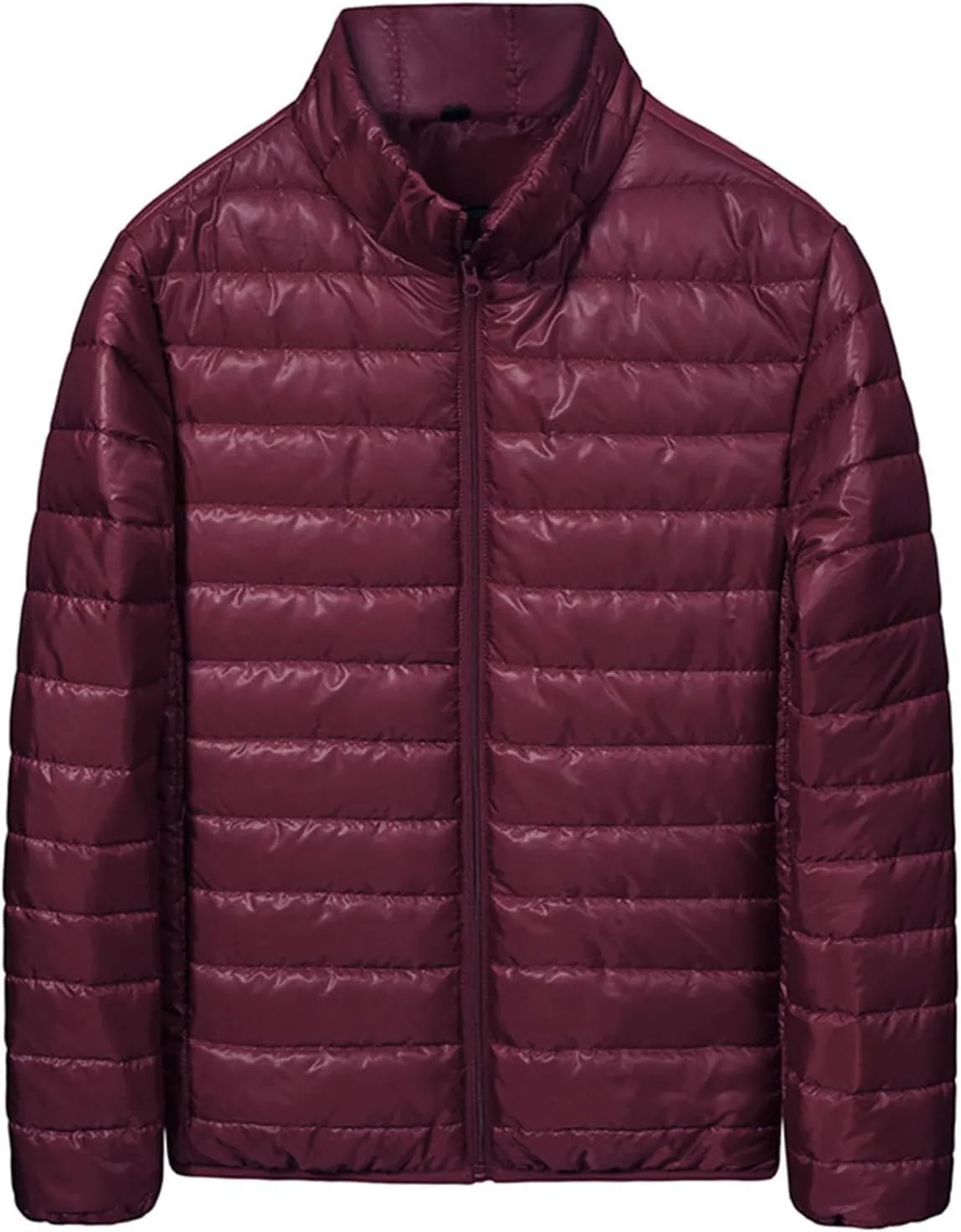 Men's Puffer Jacket Lightweight Packable Down Coat Zip up Insulated Jacket Stand Collar Quilted Coat Warm Winter Jacket