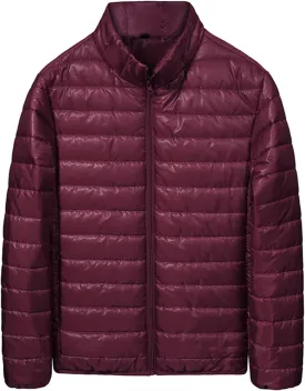 Men's Puffer Jacket Lightweight Packable Down Coat Zip up Insulated Jacket Stand Collar Quilted Coat Warm Winter Jacket
