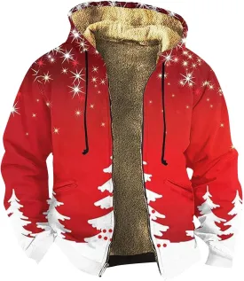 Mens Winter Coats Warm Jacket with Hood Pocket Western Cowboy 3D Printed Hooded Puffy Hooded Insulated Thicken