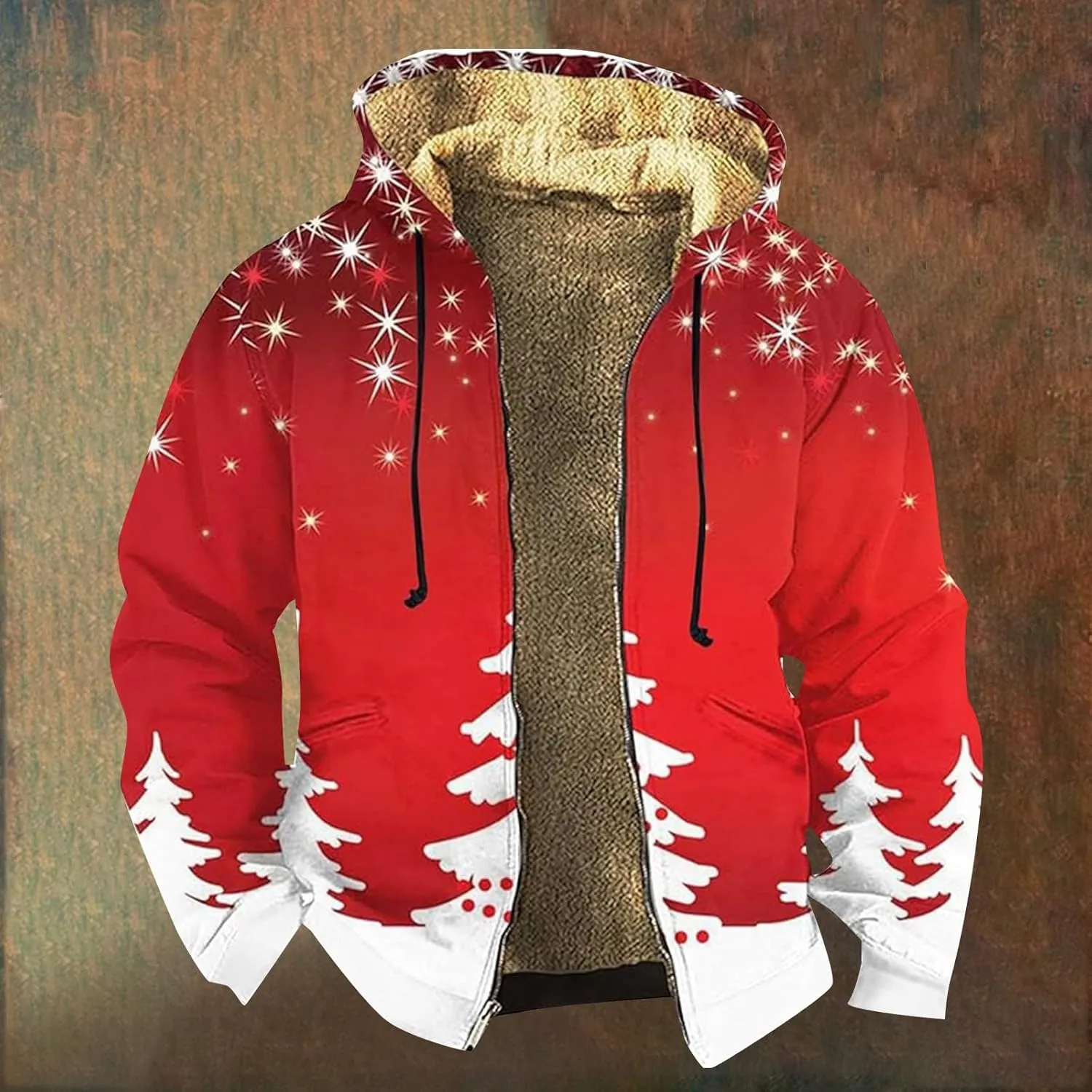 Mens Winter Coats Warm Jacket with Hood Pocket Western Cowboy 3D Printed Hooded Puffy Hooded Insulated Thicken