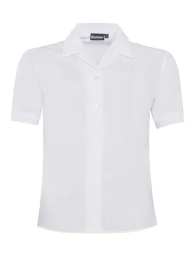 Pack of 2, White Short Sleeve Revere Blouses