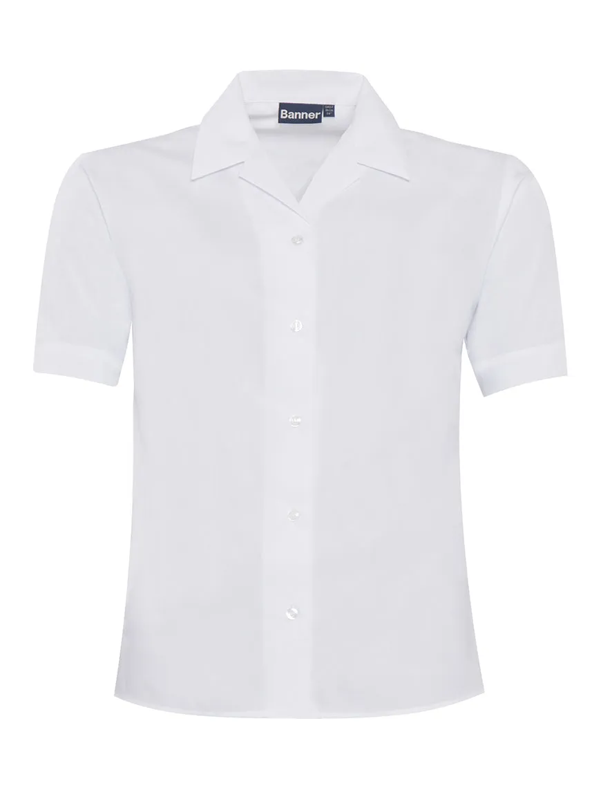 Pack of 2, White Short Sleeve Revere Blouses