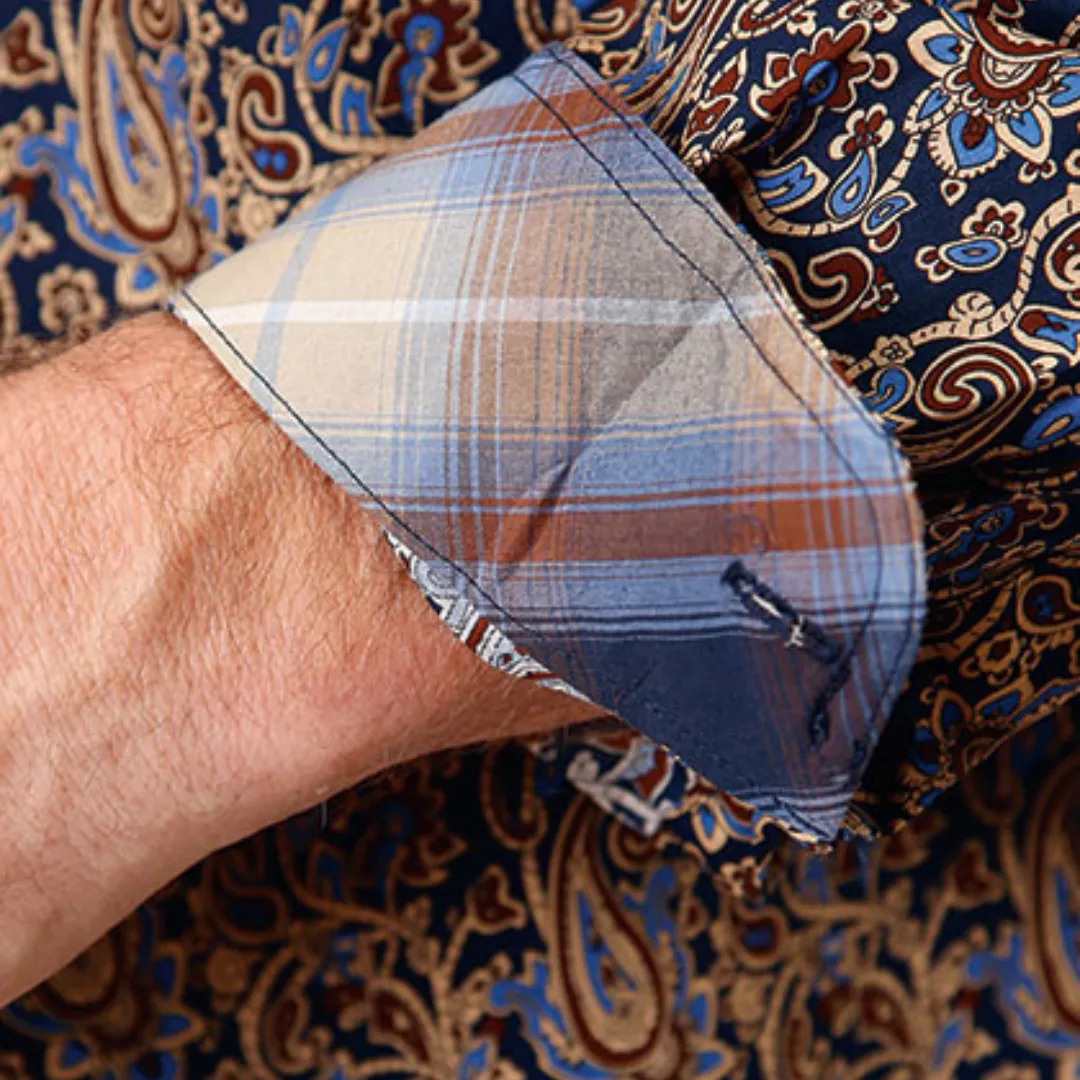 Roper Men's Vintage Paisley Western Blue Shirt