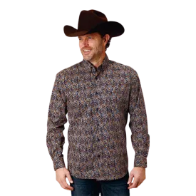 Roper Men's Vintage Paisley Western Blue Shirt