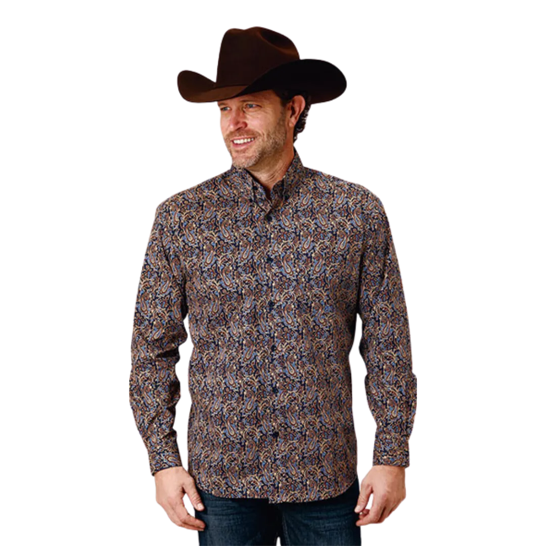 Roper Men's Vintage Paisley Western Blue Shirt