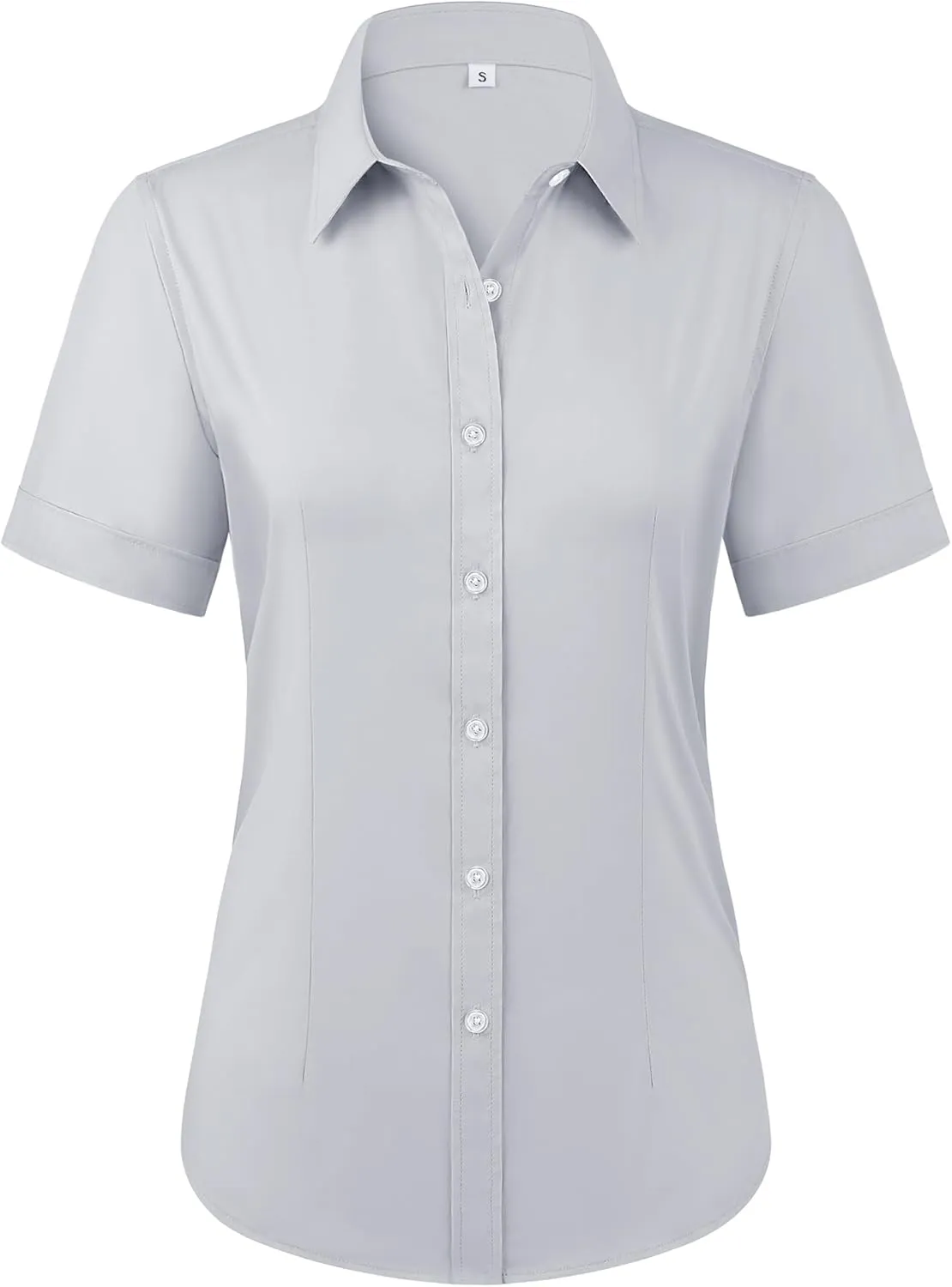 siliteelon Womens Stain Shield Dress Shirts Wrinkle Free Short Sleeve Solid Tops Blouses Button Down Shirts