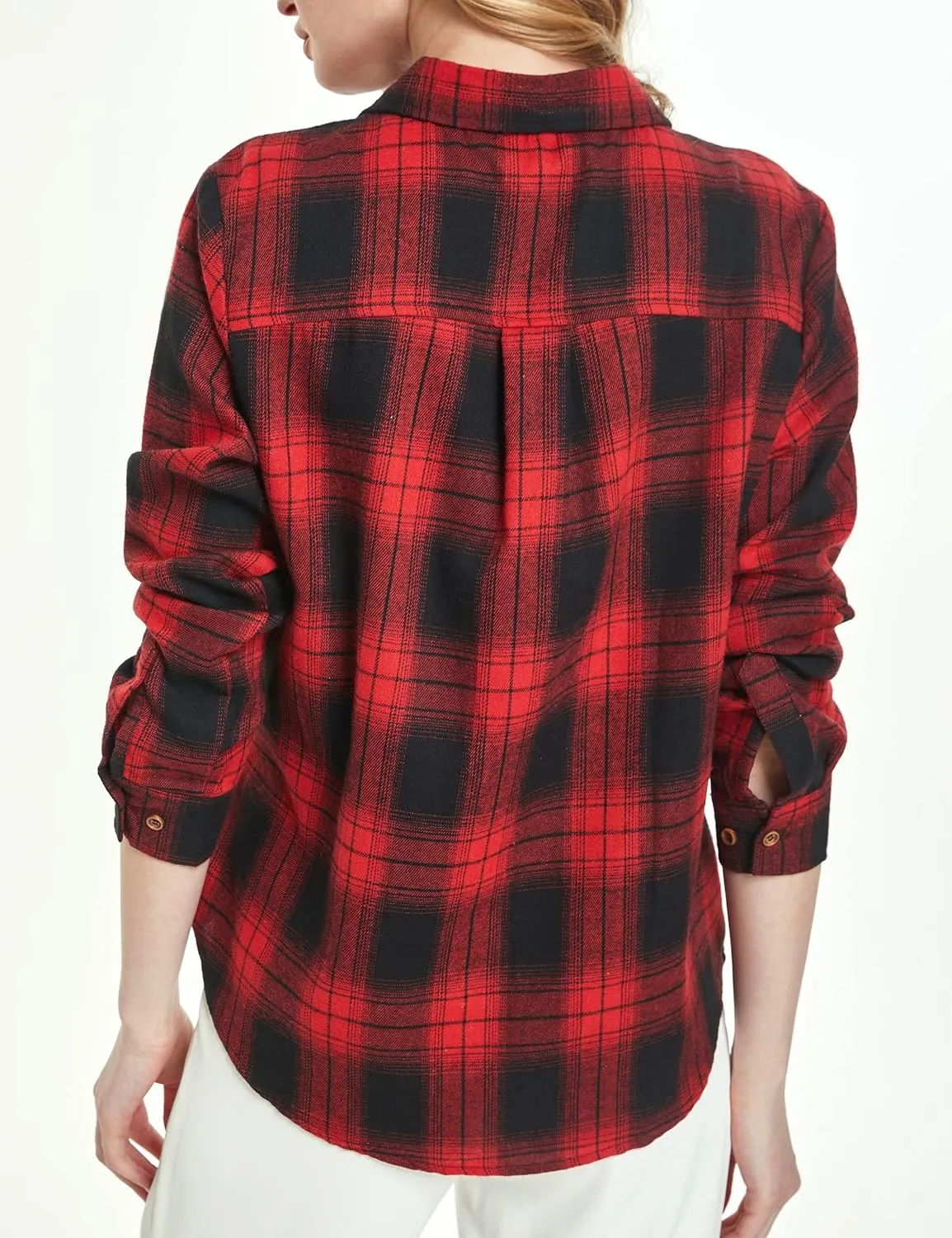 SSLR Flannel Shirts Womens Long Sleeve Button Down Plaid Shirts Casual