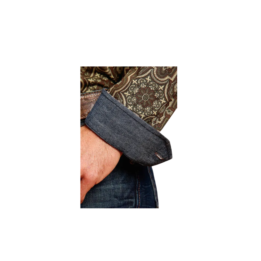 Stetson Apparel Men's Grandiose Paisley Cotton Brown Shirt