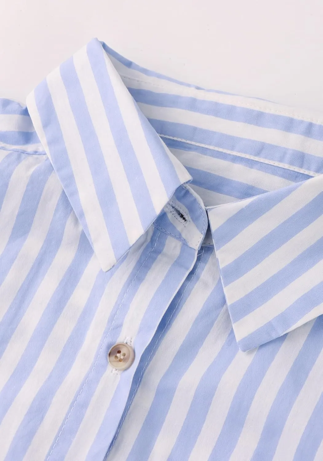 Women Peplum Button Down Shirts 3/4 Length Sleeve Business Casual Tops Crop Striped Oversized Shirts Blouses Tops