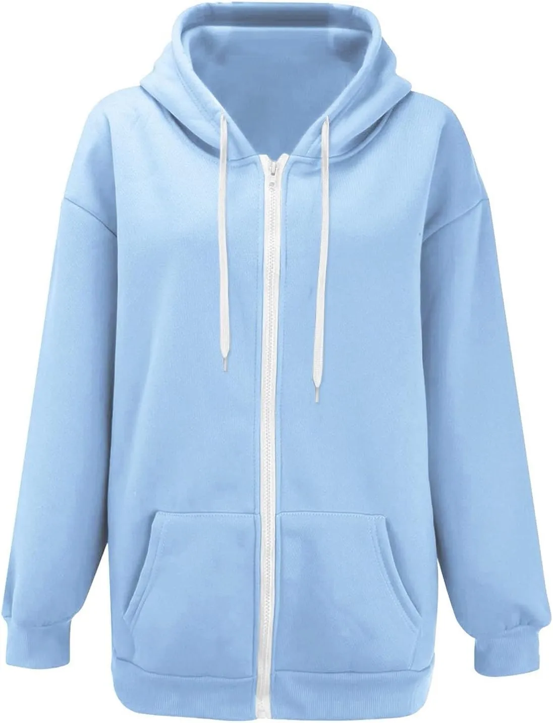 Women Teen Girls Hoodies Fall Long Sleeve Jacket Cute Zip up Hoodie Oversized Y2k Sweatshirts Pockets
