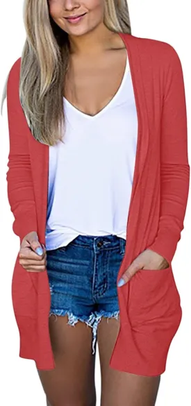 Womens Cardigans Lightweight Long Sleeve Open Front Casual Knit Sweaters Coat Casual Beach Kimonos Outfit Soft Outwear