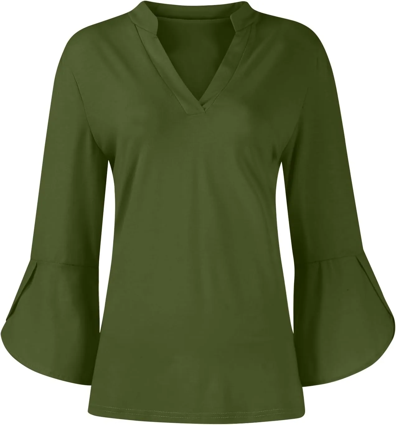 Womens Tops Dressy Casual V Neck 3/4 Length Sleeve Oversized Tshirts Tops Trendy Henley Neck Business Tunics or Tops