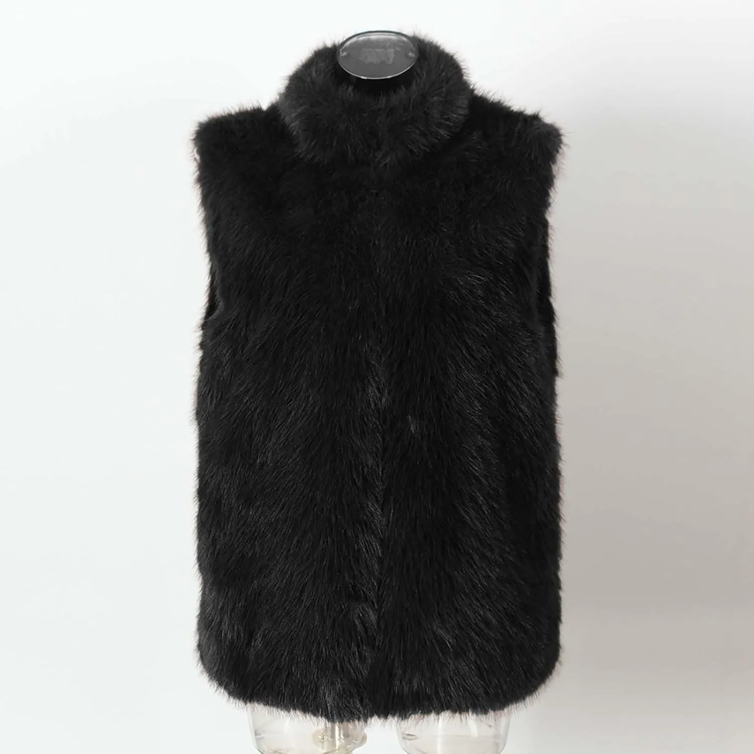 yardsong Faux Fur Vest Men Luxury Faux Fur Hoodie Gilet Coats Fashion Open Front Lapel Collar Fluffy Sleeveless Jackets